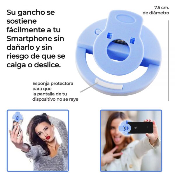 Aro Luz Led Recargable Selfie Ring Light Para Celular Declip